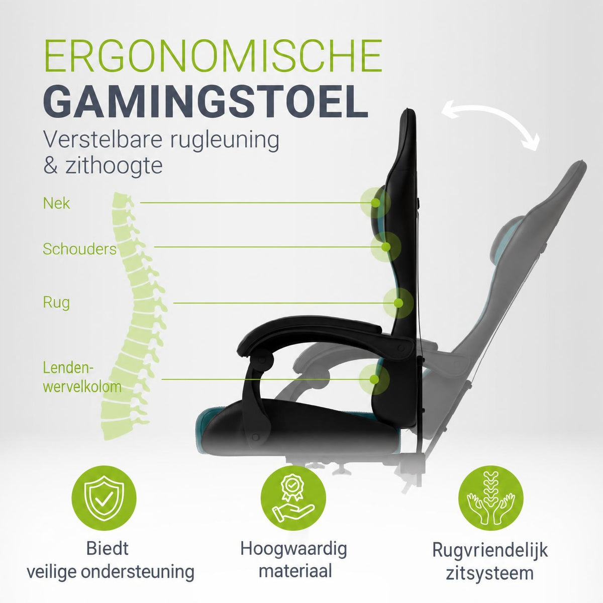 Gamestoel HyperSeat – kunstleer, verstelbare rugleuning, 120 kg