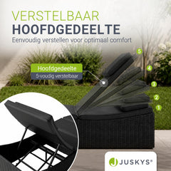 Ligbed Lamia – inklapbaar wicker, verstelbaar hoofdeind