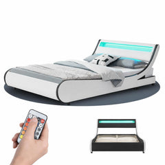 Gestoffeerd bed Valencia 140x200 cm – kunstleer met LED