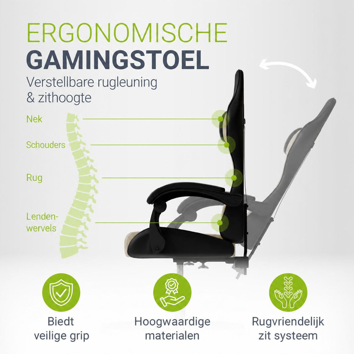 Gamestoel HyperSeat – kunstleer, verstelbare rugleuning, 120 kg