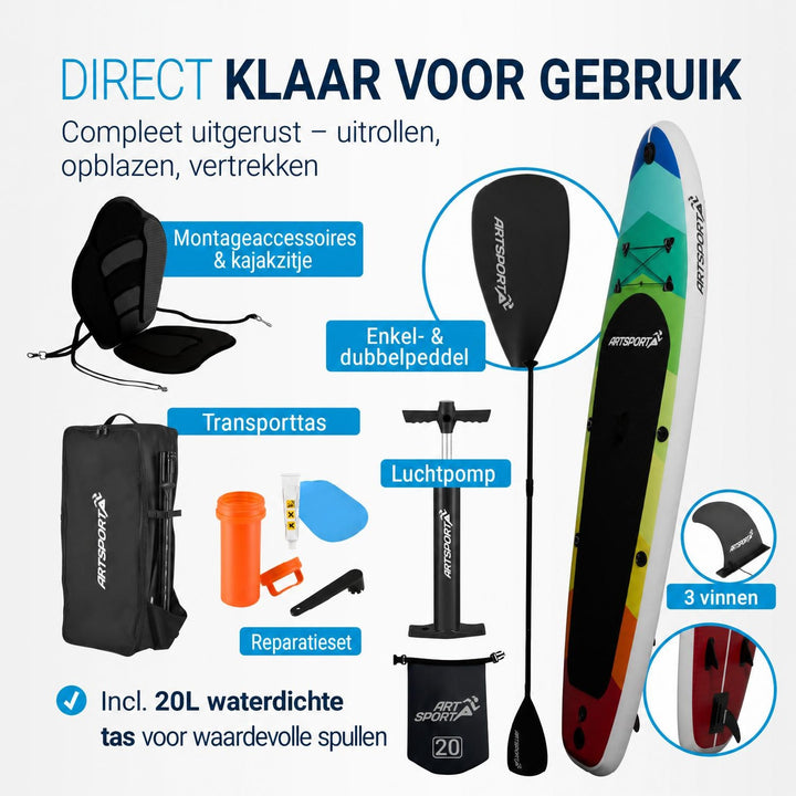 Supboard Beach Rocker – opblaasbaar met kajakzitting, tot 150 kg