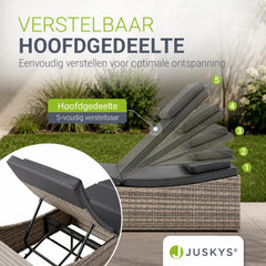 Ligbed Lamia – inklapbaar wicker, verstelbaar hoofdeind