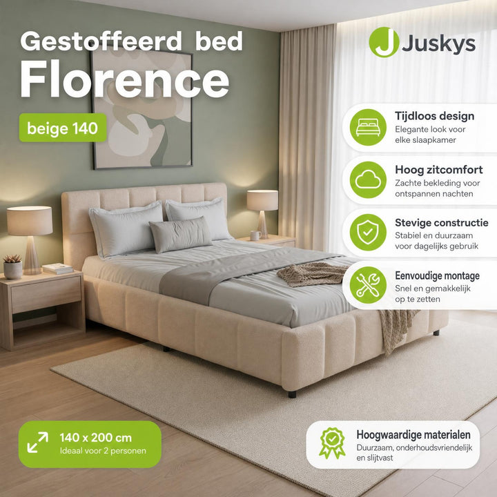Gestoffeerd bed Florenz 180x200 cm – bouclé, tot 500 kg