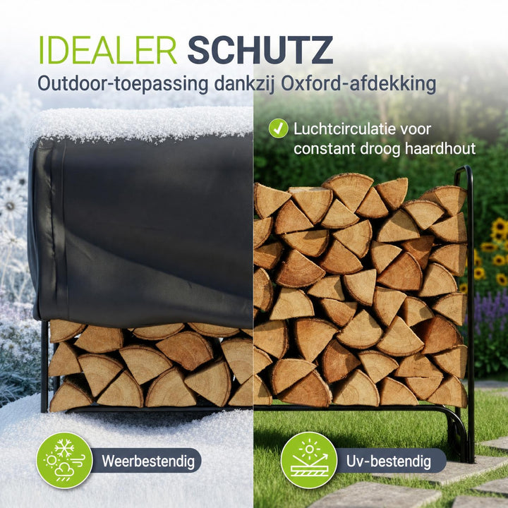 Haardhoutrek voor buiten – 130x117 cm, met afdekhoes