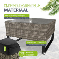 Wicker loungeset Santorini – 4 personen, modulair, kussenbox