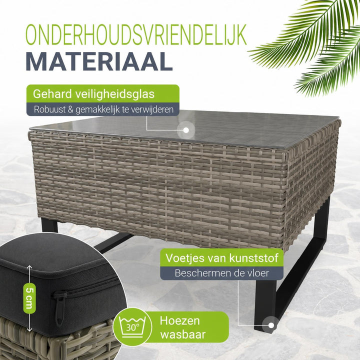 Wicker loungeset Santorini – 4 personen, modulair, kussenbox