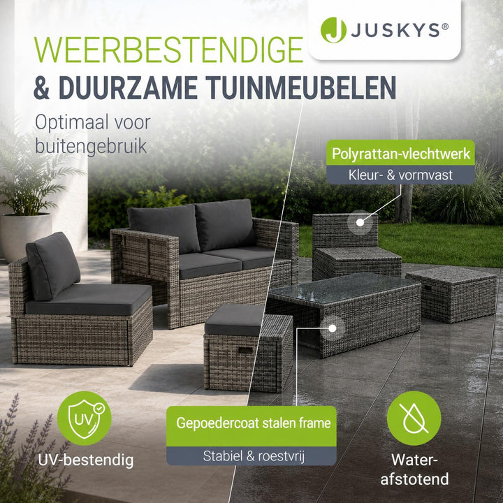 Wicker loungeset Salou – 6 personen, incl. kussens en tafel