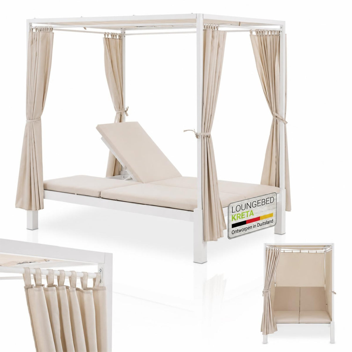 Dubbel loungebed Kreta – 2 personen, 140x200 cm, met dak