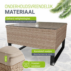 Wicker loungeset Santorini – 4 personen, modulair, kussenbox