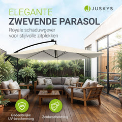 Zweefparasol Brazil 350 cm – met ledverlichting en voet