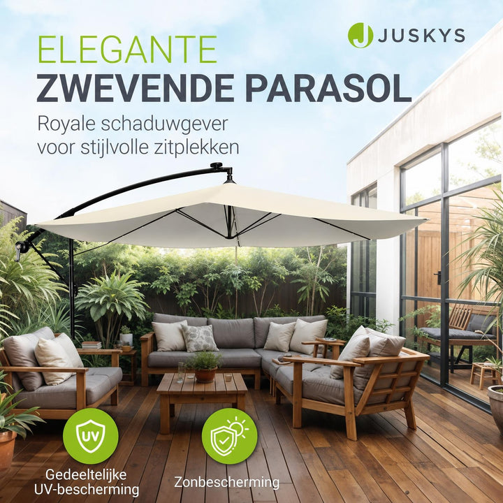 Zweefparasol Brazil 350 cm – met ledverlichting en voet