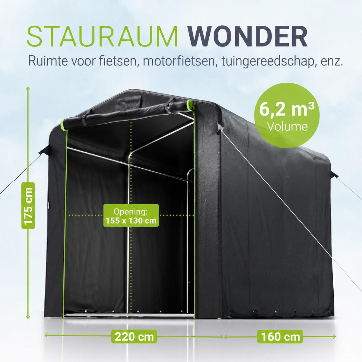 Opbergtent voor fietsen en tuingereedschap – maat S of M