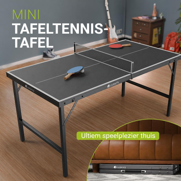 Mini tafeltennistafel Flexi – 152x71 cm, inklapbaar, met net