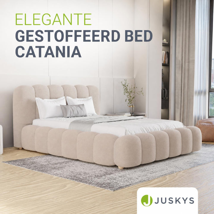 Gestoffeerd bed Catania 180x200 cm – bouclé met lattenbodem