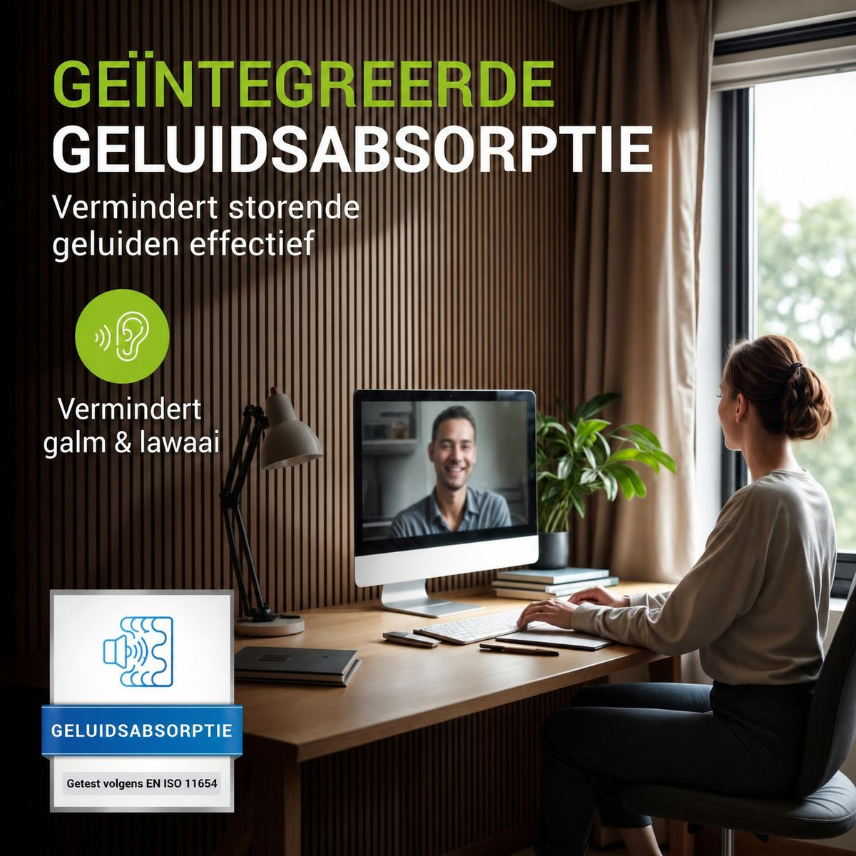 Akoestische wandpanelen houtlook set van 4