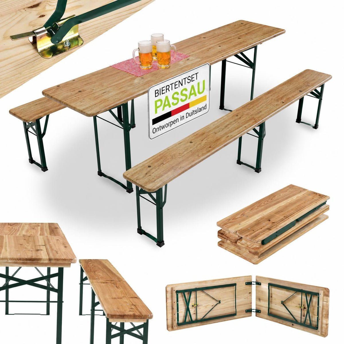 Biertafelset Passau 220 cm – hout, voor 6 tot 8 personen