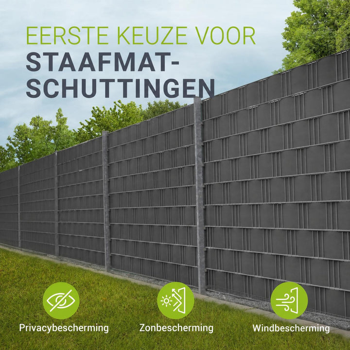 Privacystroken van PVC – antraciet, incl. 30 clips