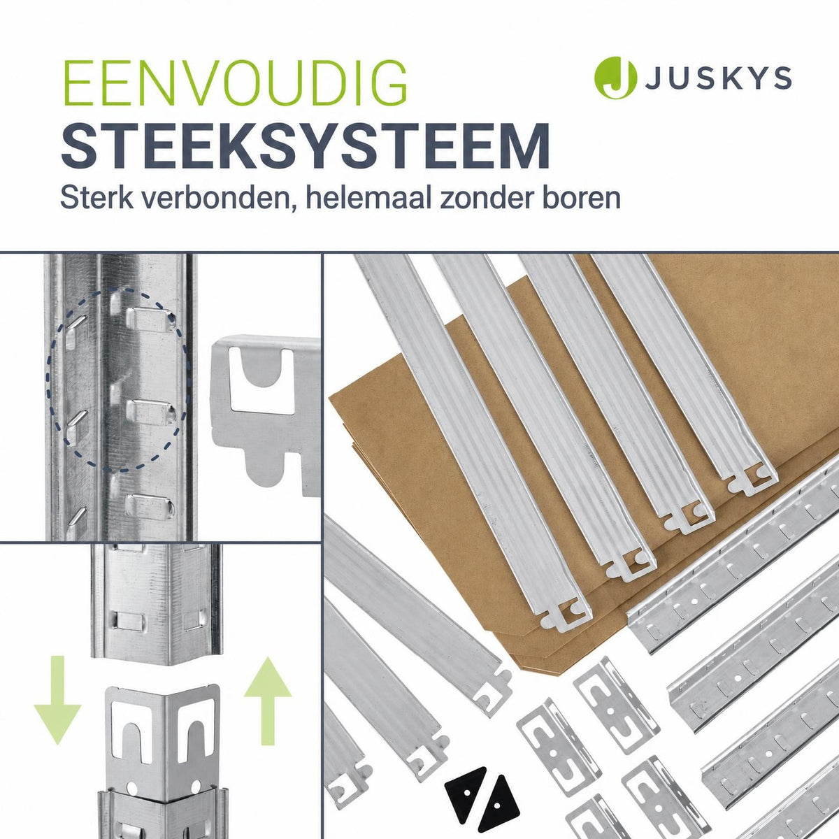 Metalen stellingkast Easy set van 2 – 160x80x40 cm, 8 planken