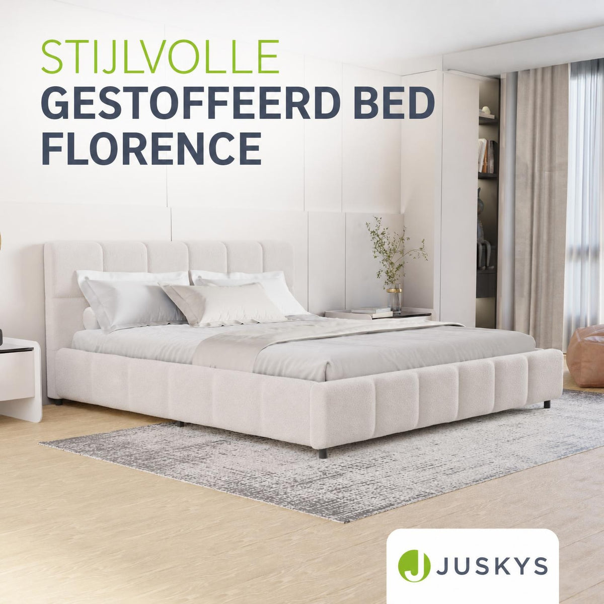 Gestoffeerd bed Florenz 180x200 cm – bouclé, tot 500 kg