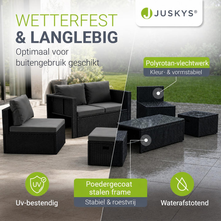 Wicker loungeset Salou – 6 personen, incl. kussens en tafel
