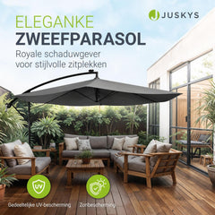 Zweefparasol Brazil 350 cm – met ledverlichting en voet