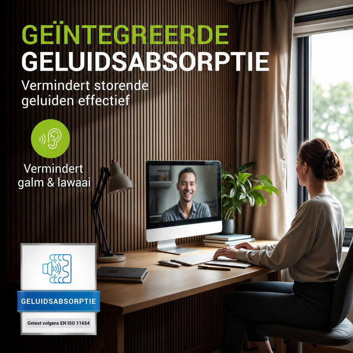 Akoestische wandpanelen houtlook set van 4