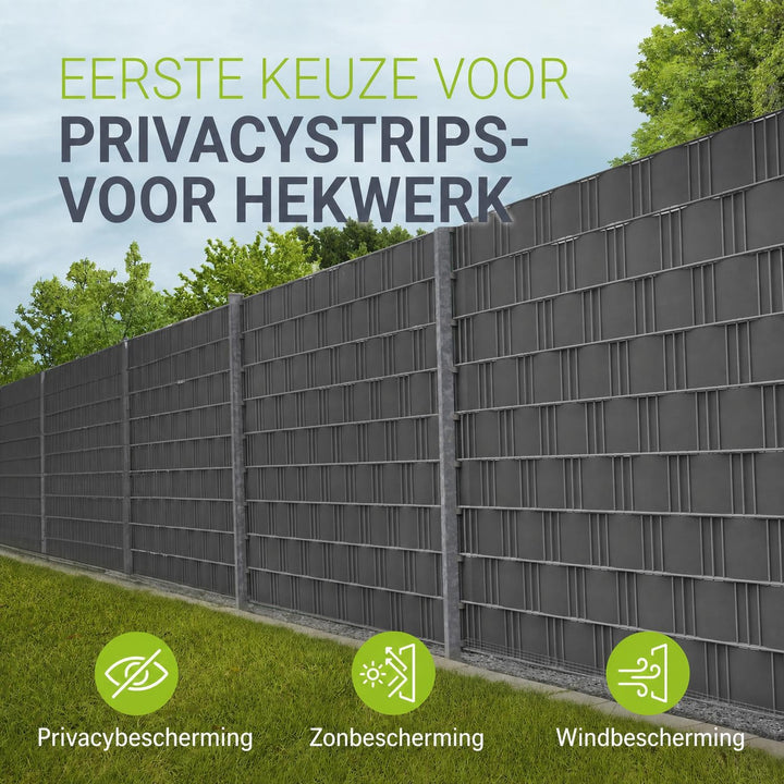 Privacystroken van PVC – antraciet, incl. 30 clips
