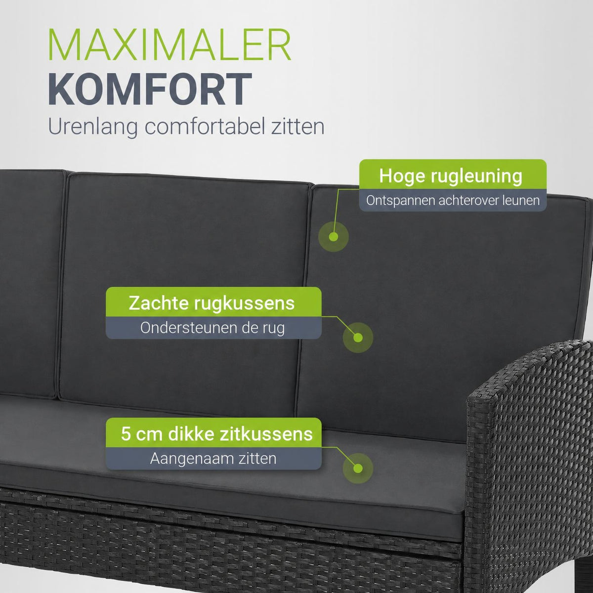Wicker tuinset Turin – 6-delig voor 7 personen, incl. kussens