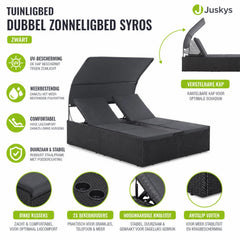 Dubbel ligbed Syros van wicker – 2 personen, met zonnedak