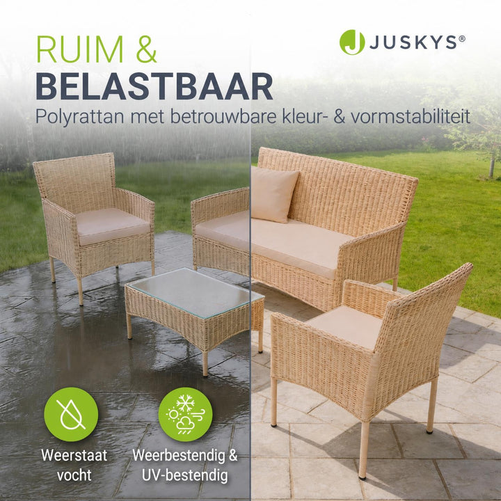 Wicker tuinset Fort Myers – 4 personen, 4-delig met tafel