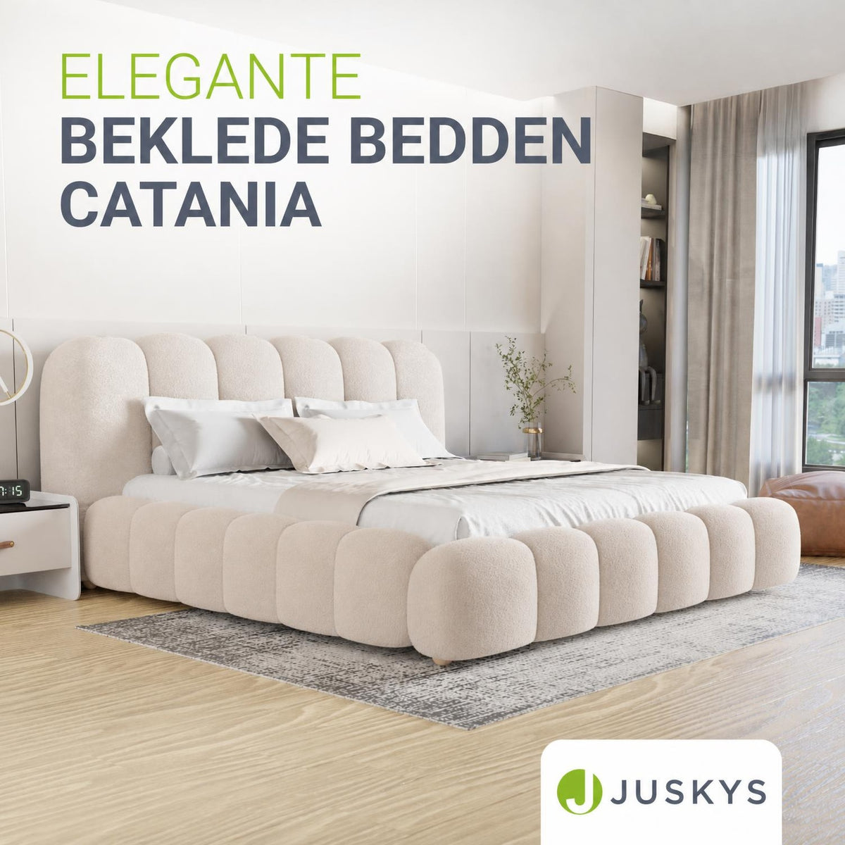 Gestoffeerd bed Catania 180x200 cm – bouclé met lattenbodem