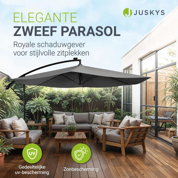 Zweefparasol Brazil 350 cm – met ledverlichting en voet
