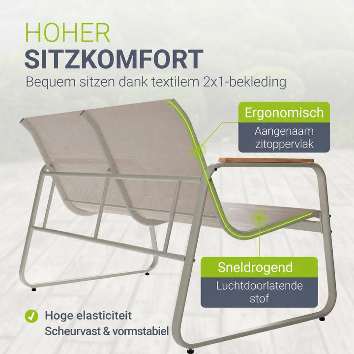 Loungeset Genua – 4-delig met 2-zitsbank, stoelen en tafel