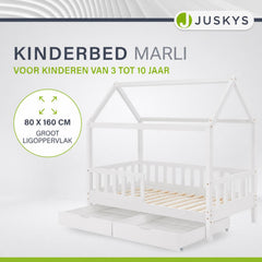 Kinderbed Marli 80x160 cm met bedlade – huisbed, wit
