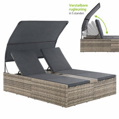 Dubbel ligbed Syros van wicker – 2 personen, met zonnedak