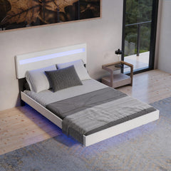 Zwevend bed Lissabon 140x200 cm – kunstleerlook met LED