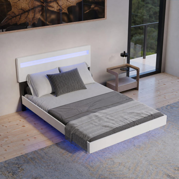 Zwevend bed Lissabon 140x200 cm – kunstleerlook met LED