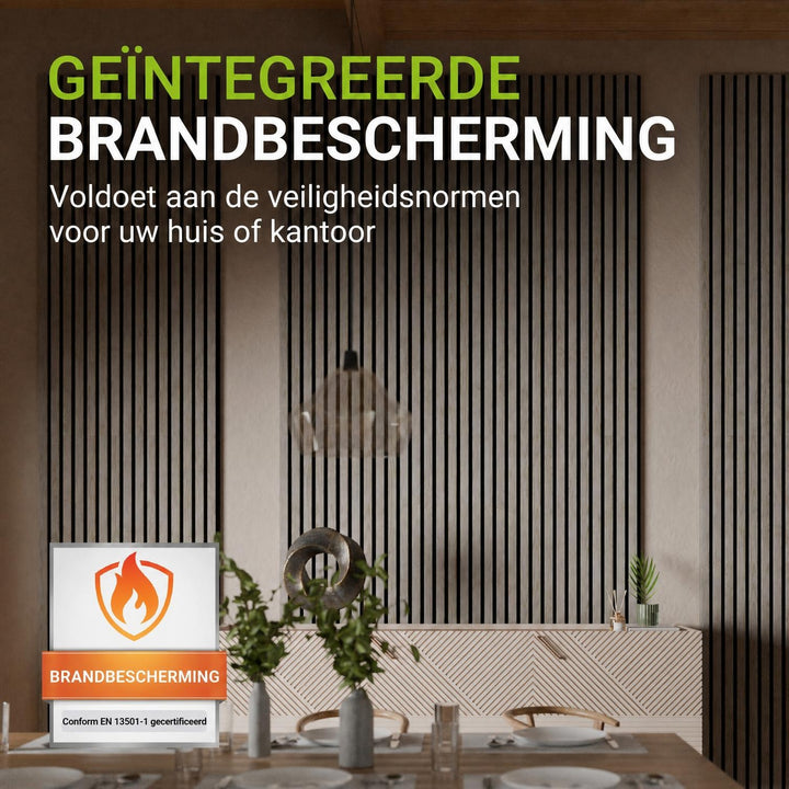 Akoestische wandpanelen houtlook set van 4
