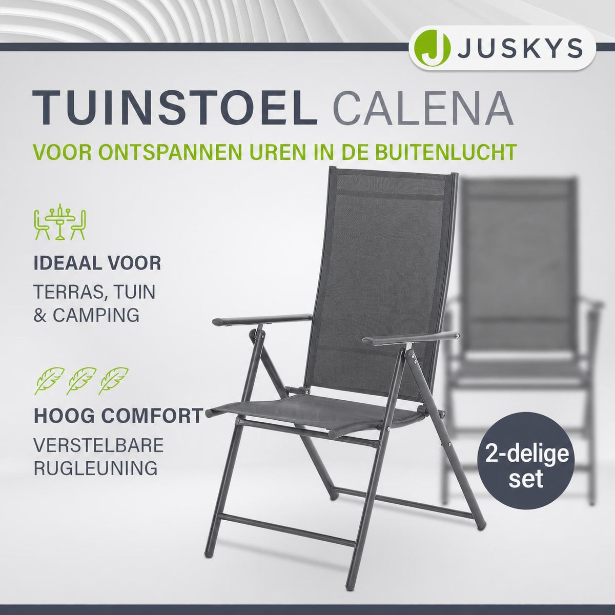 Tuinstoel Calena – inklapbaar, 7 standen, set van 2
