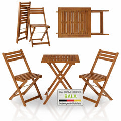 Balkonset Bala – 3-delig acaciahout, tafel en 2 stoelen
