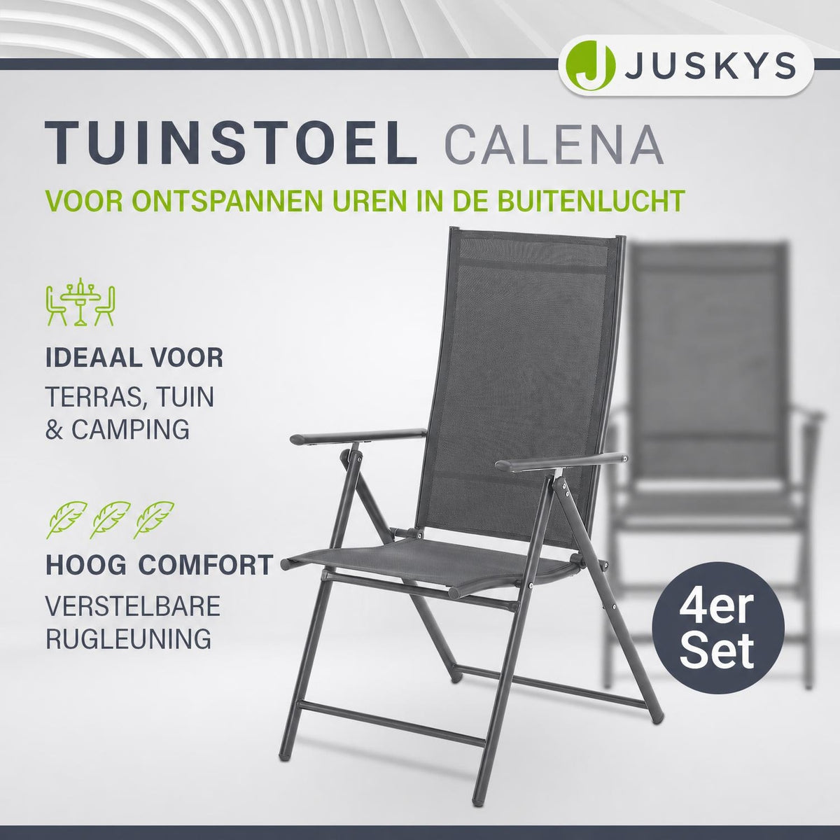 Tuinstoel Calena – inklapbaar, 7 standen, set van 2