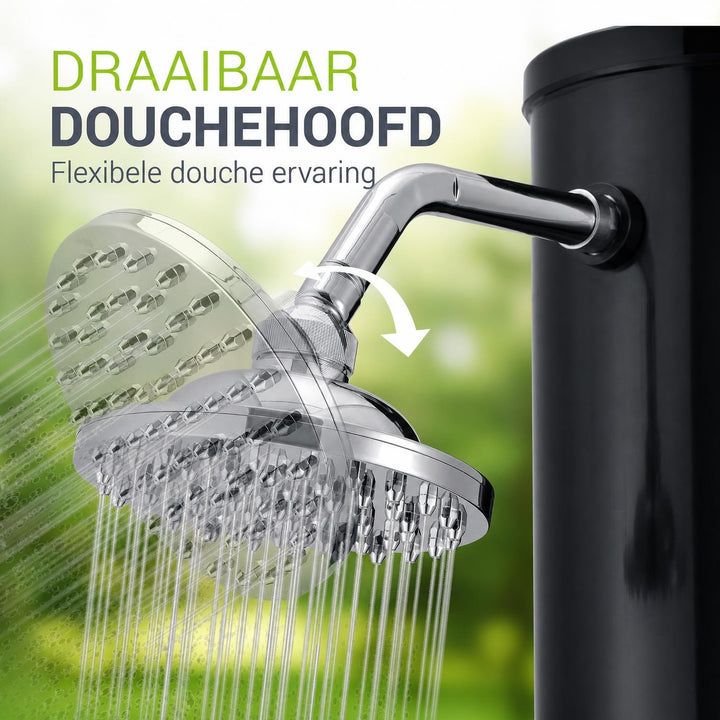 Zonnedouche Victoria 20 liter – zwenkbare regendouchekop, zwart