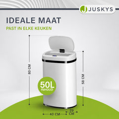 Sensor prullenbak 50 liter – rechthoekig, automatisch deksel