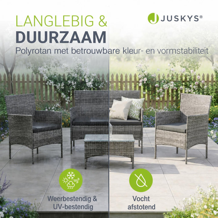 Wicker tuinset Fort Myers – 4 personen, 4-delig met tafel