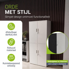 Metalen archiefkast – afsluitbaar, 3 verstelbare legplanken