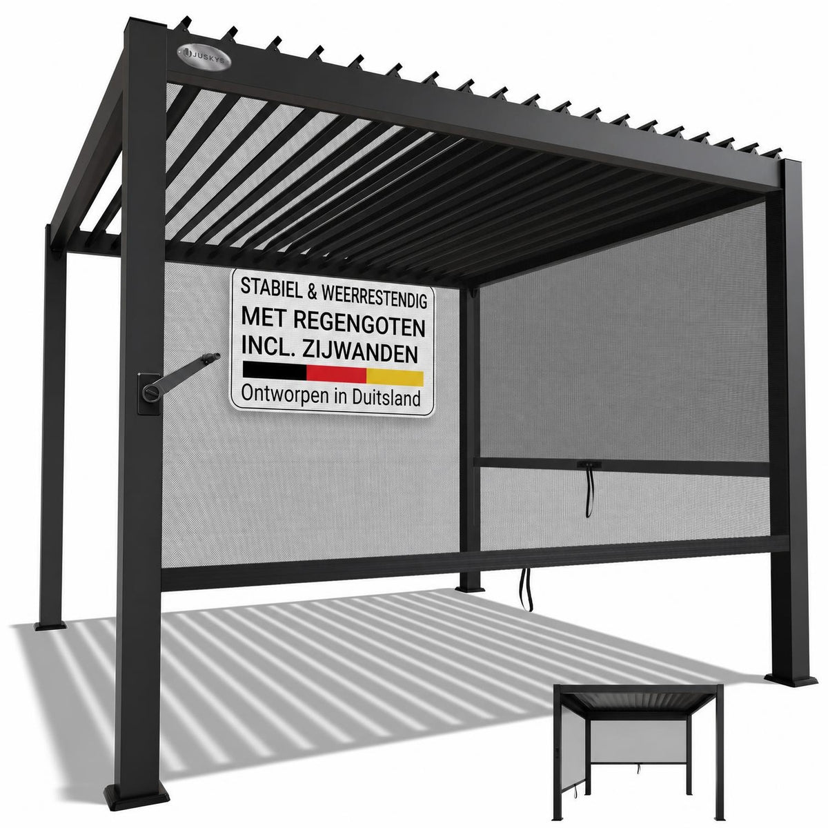 Pergola Tahiti 3 x 3 m met 2 zijwanden