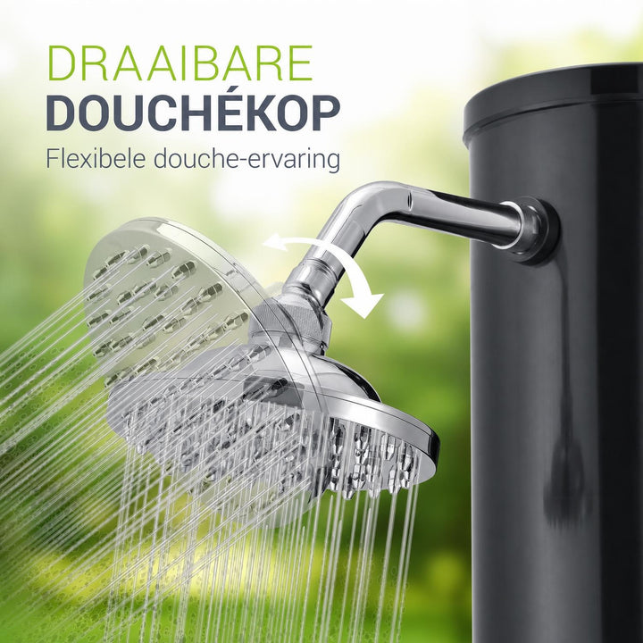 Zonnedouche Victoria 20 liter – zwenkbare regendouchekop, zwart