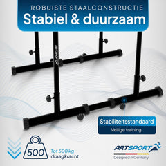 Dipstation verstelbaar – staal, met antislip handgrepen