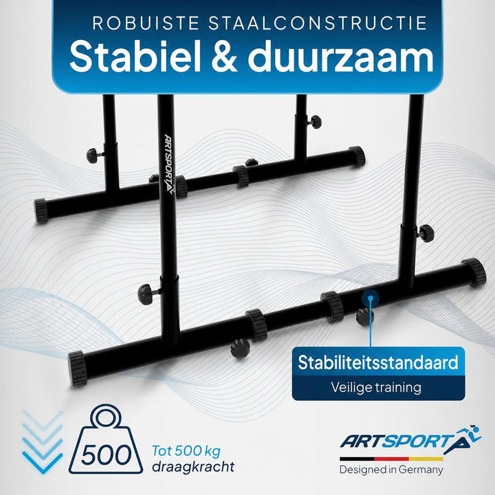 Dipstation verstelbaar – staal, met antislip handgrepen