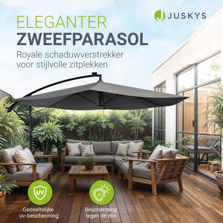 Zweefparasol Brazil – 300 cm, met slinger, voet en hoes